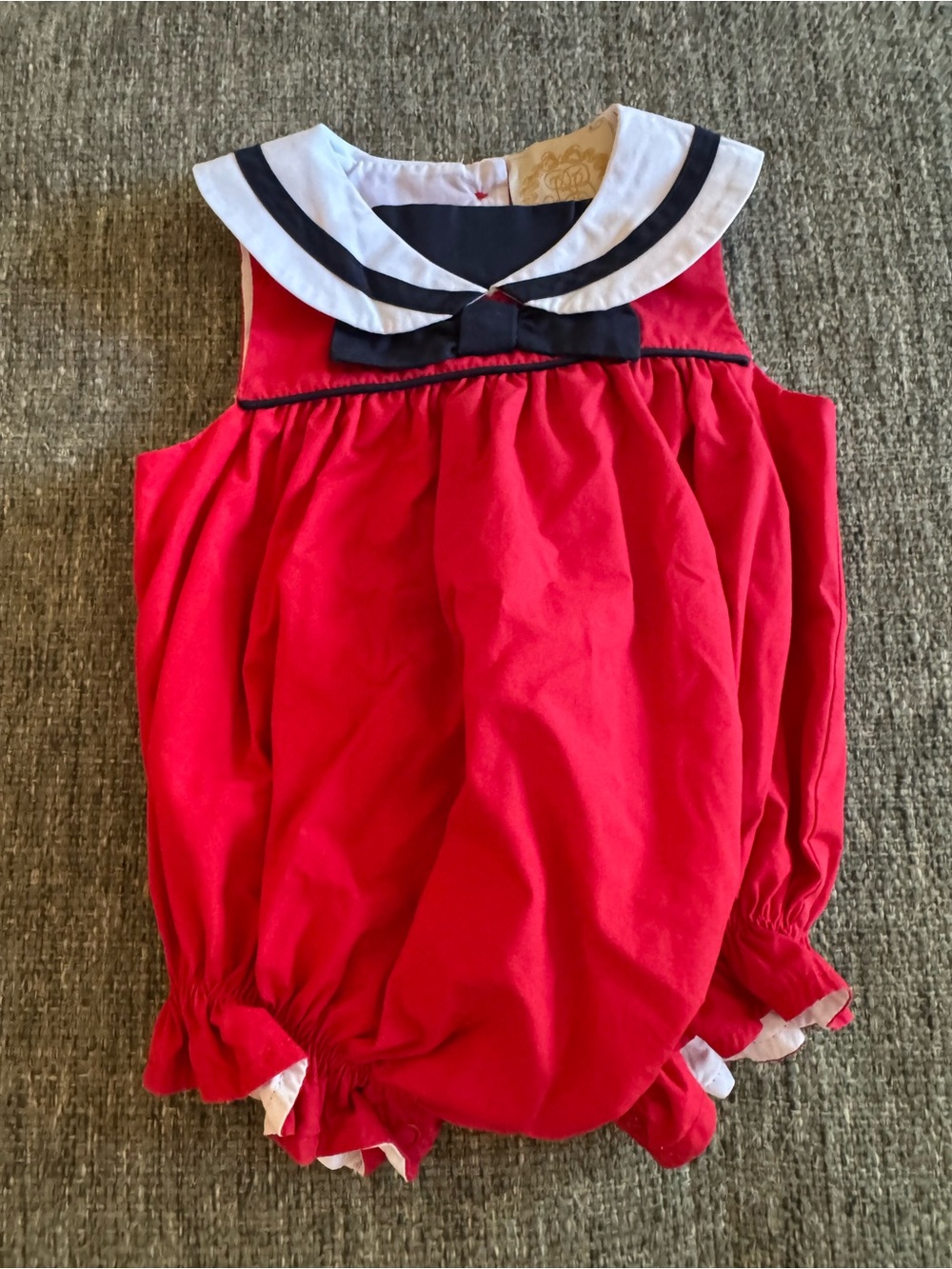 The Beaufort Bonnet Company Red Sailor Bubble Romper 0-6M